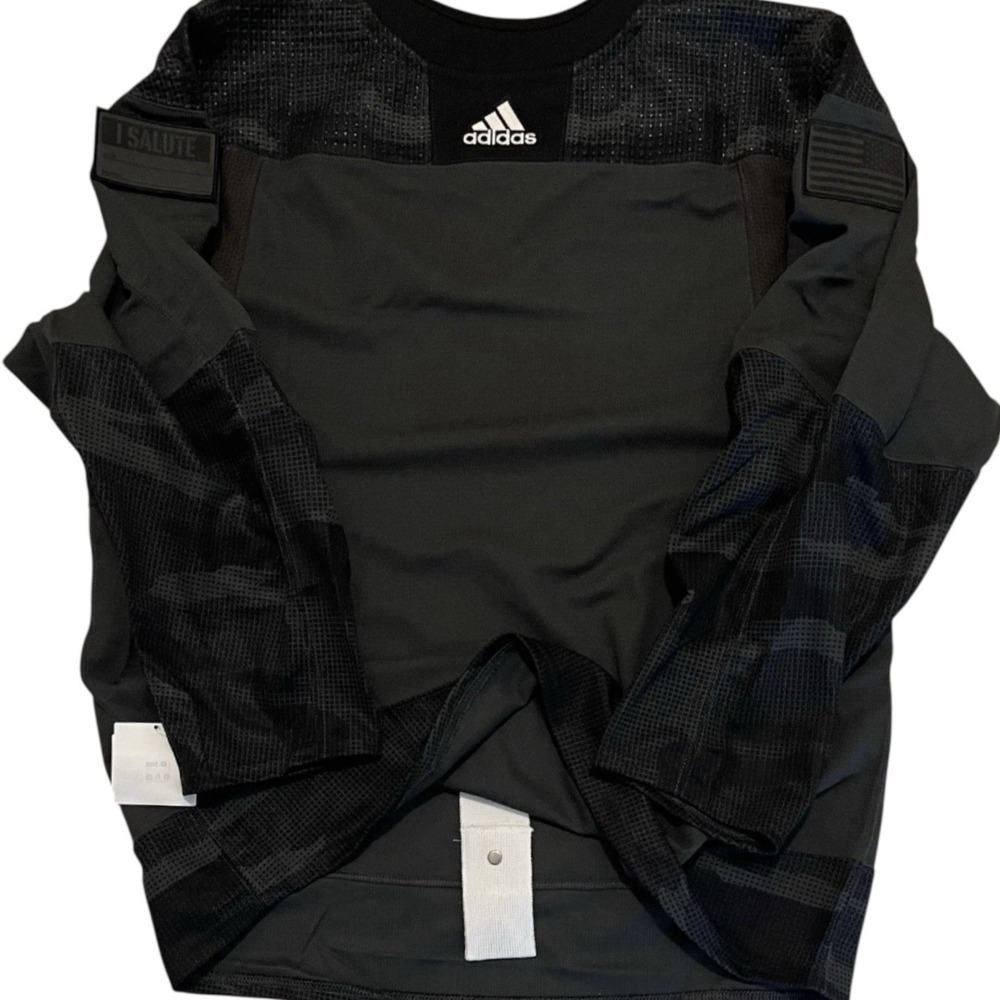 New Adidas NHL Pro Stock I Salute Practice Jersey Military Appreciation Black 58 - Picture 2 of 6